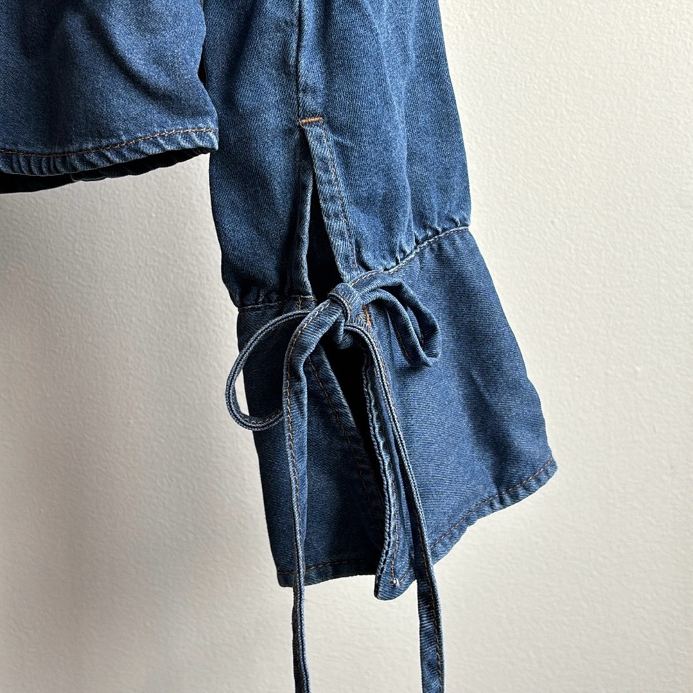 ONLY Tie Front Denim Shirt - Picture 8 of 9